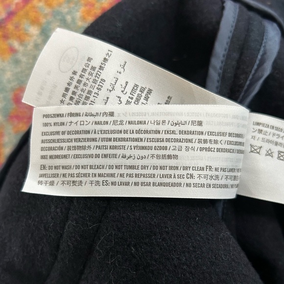 Abercrombie & Fitch | Women’s navy/green plaid wool hooded zip duffel coat sz XS - Picture 13 of 16